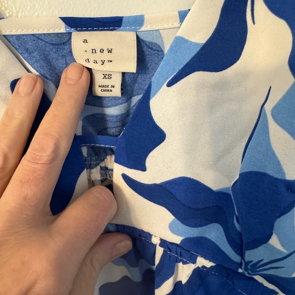 a new day Blue and White Patterned Dress - Picture 4 of 6